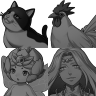 Retro B&W MV Evil, Monster, Nature, People and Vehicle Character and Face Sets Package