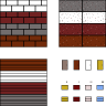 2D Land Walls, Doors, Windows, Chimneys, Set 1